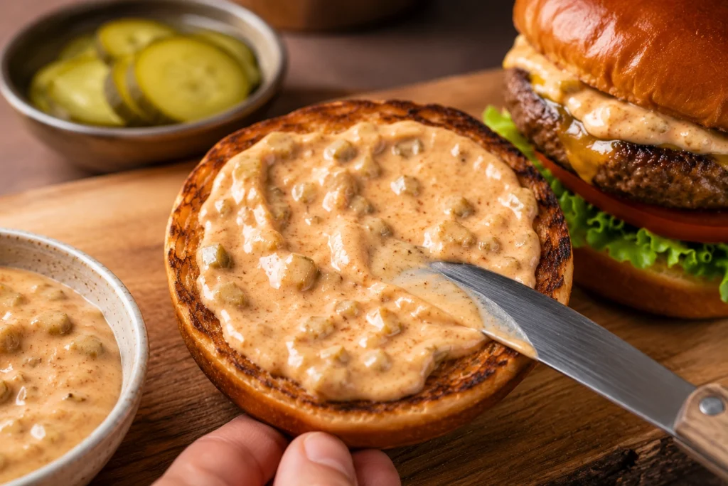Homemade Burger Sauce on Bun