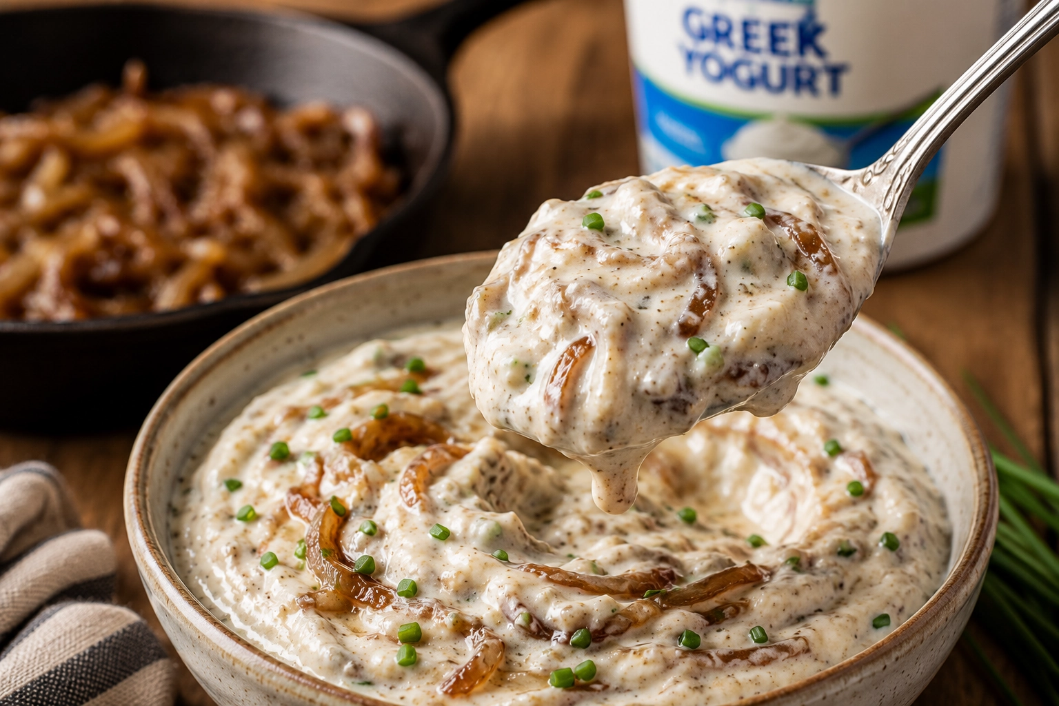 Homemade French Onion Dip Closeup