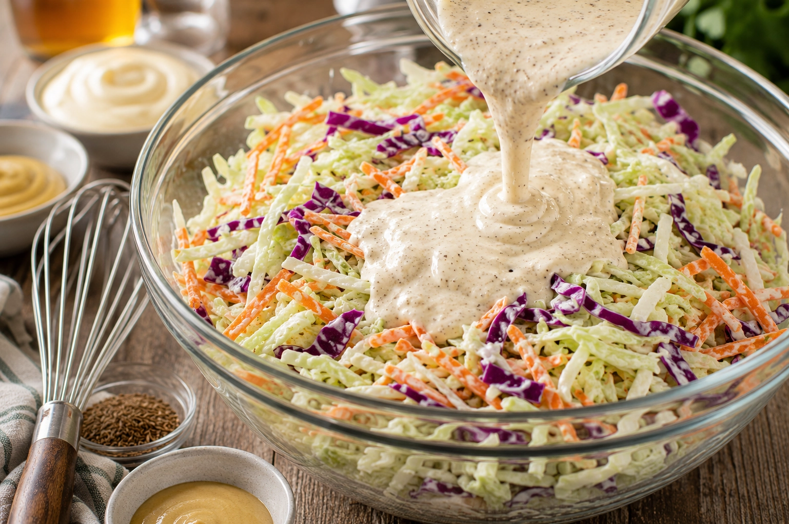 Homemade Coleslaw Preparation in Progress