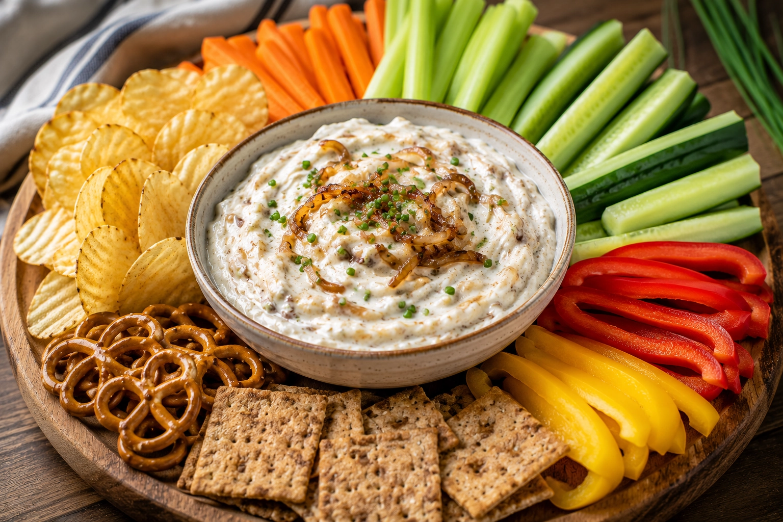 Party Tray With Homemade French Onion Dip