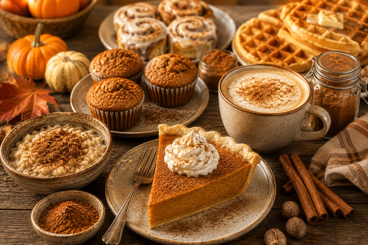 Autumn breakfast spread with warm spices