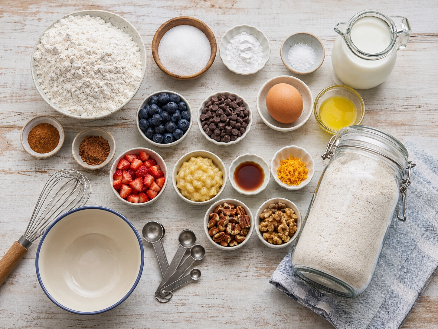 Baking ingredients ready for preparation