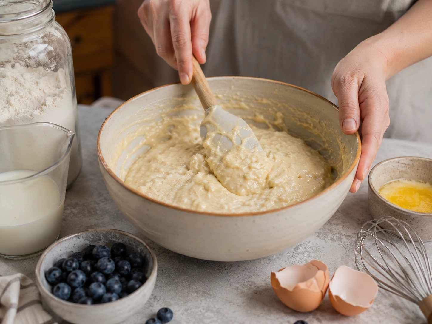 Baking prep in a cozy kitchen