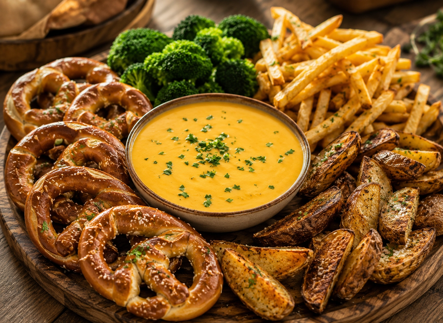 Cheese dip and snack platter