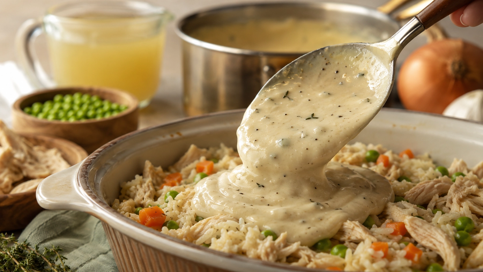 Creamy chicken and rice preparation