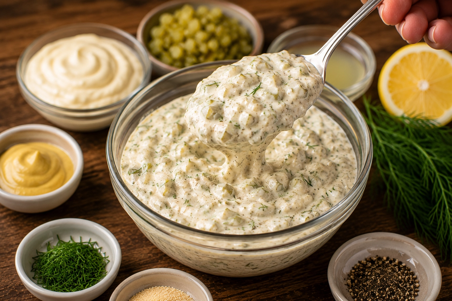 Creamy dip and fresh ingredients