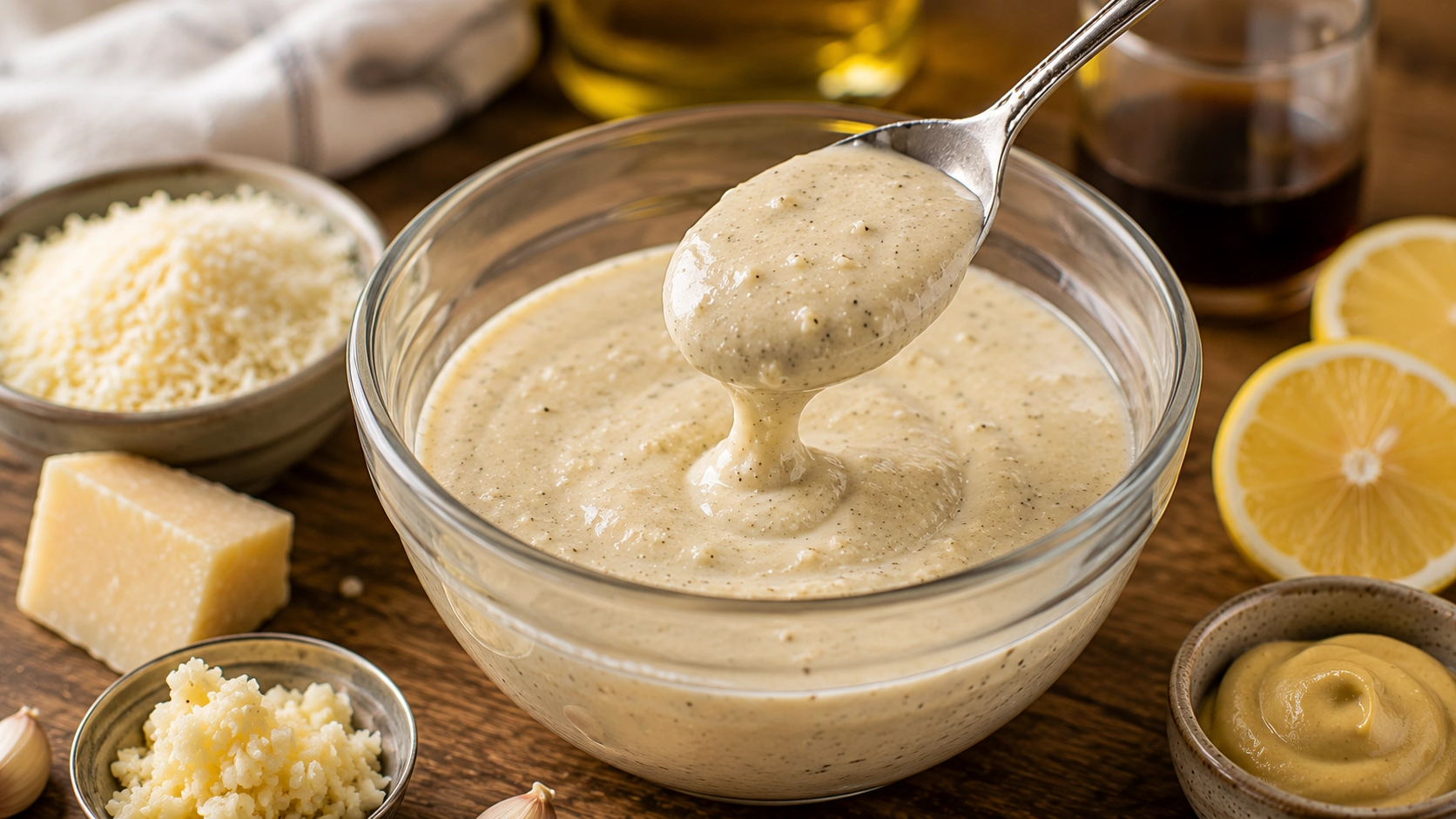 Creamy dressing with fresh ingredients