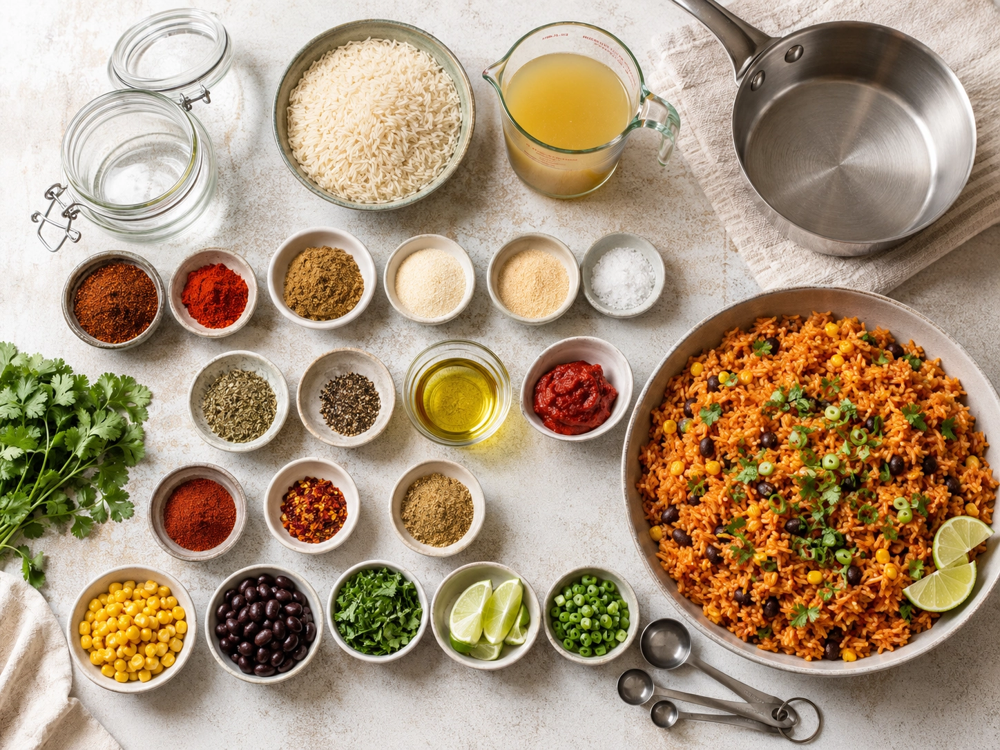 Fresh ingredients for Mexican rice dish