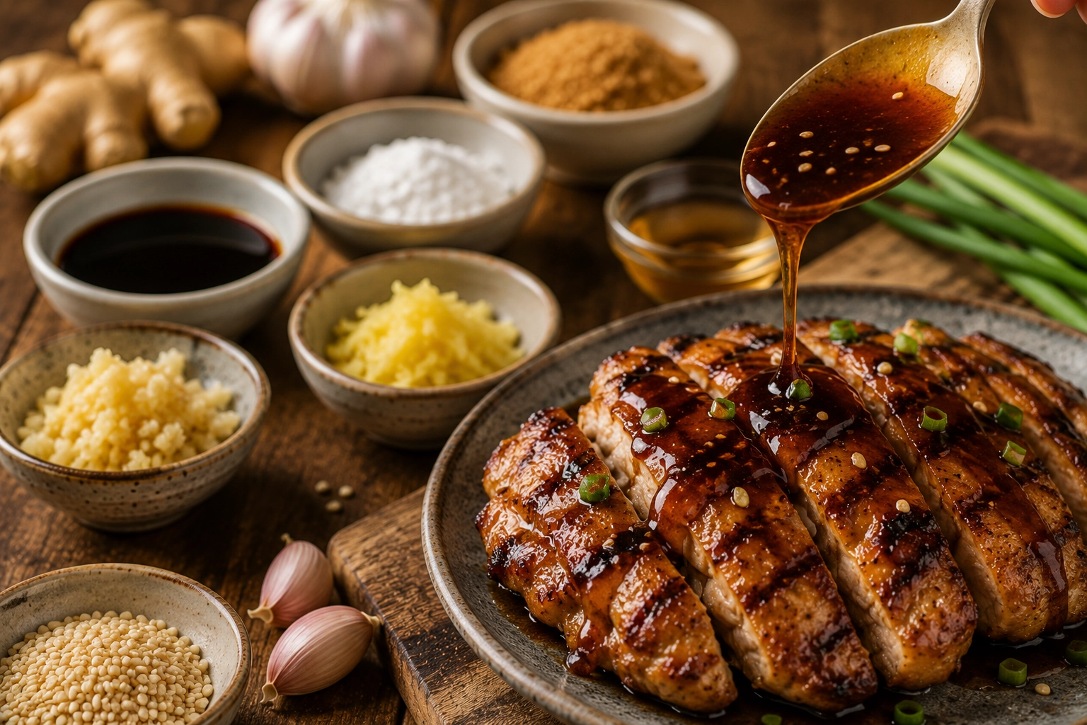 Grilled chicken with teriyaki glaze