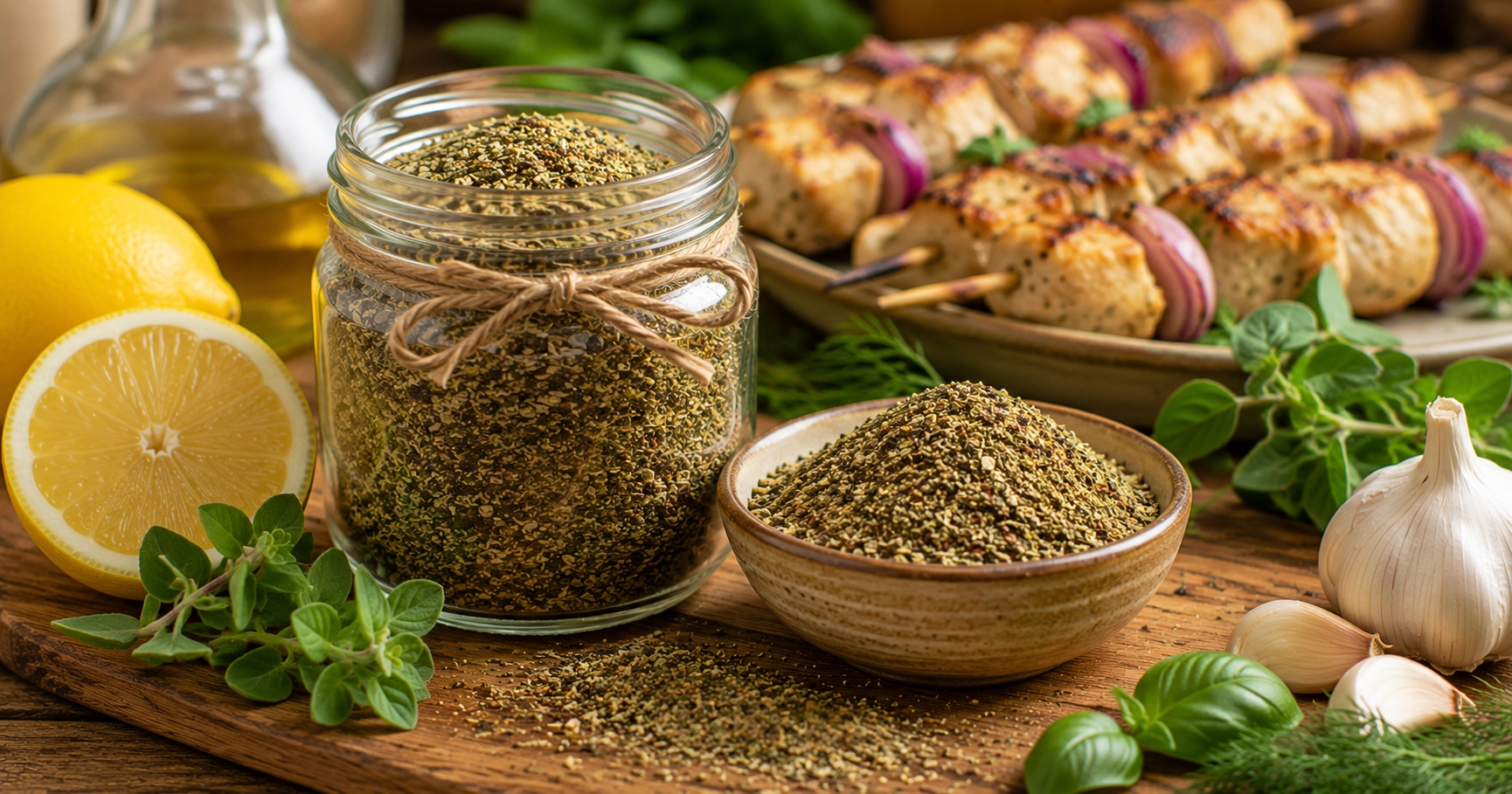 Herb and spice kitchen prep scene