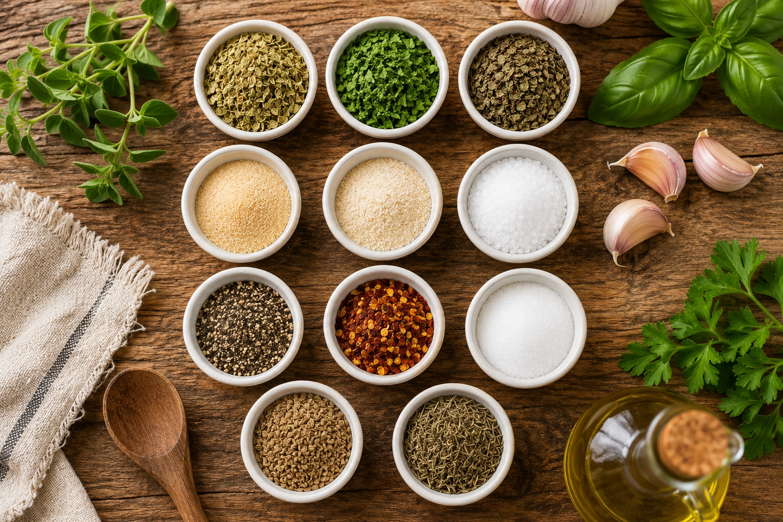 Herbs and spices flat-lay arrangement2