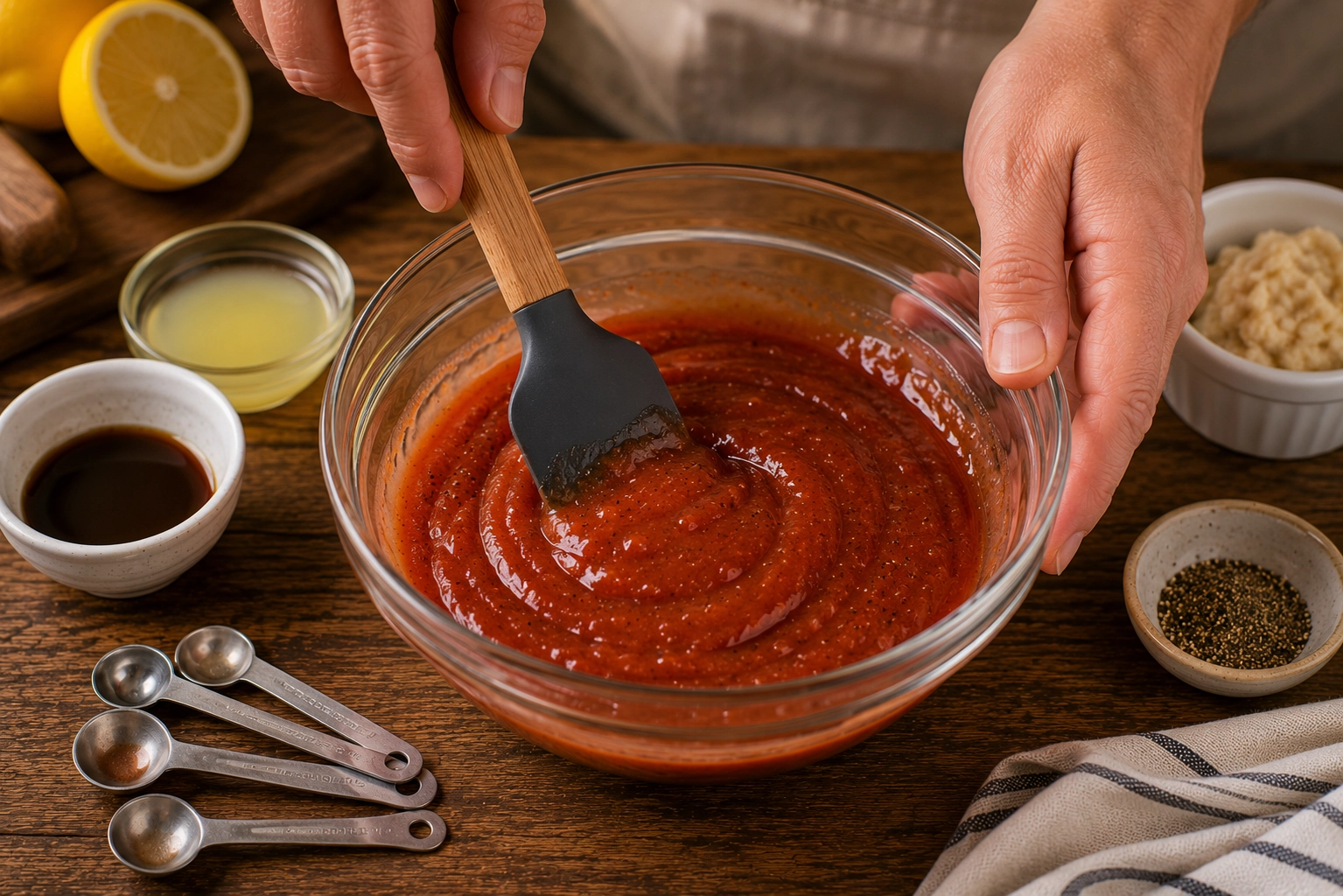 Mixing a fresh homemade sauce