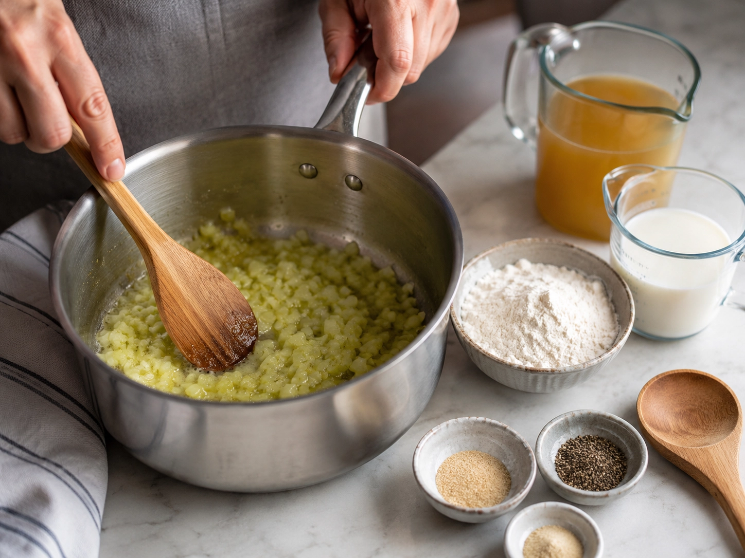 Preparing ingredients in a cozy kitchen
