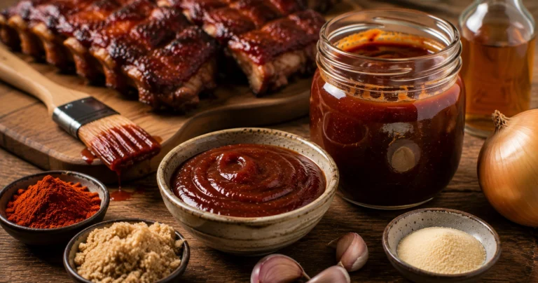 Rustic BBQ preparation scene