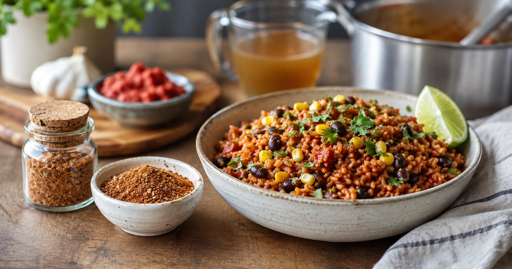 Rustic Mexican rice and spices