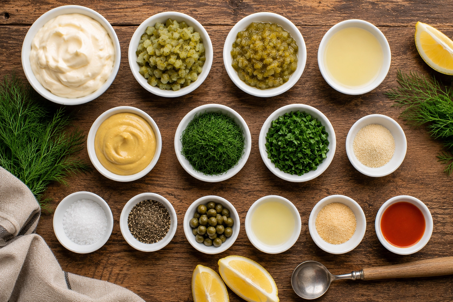 Rustic kitchen ingredients and condiments