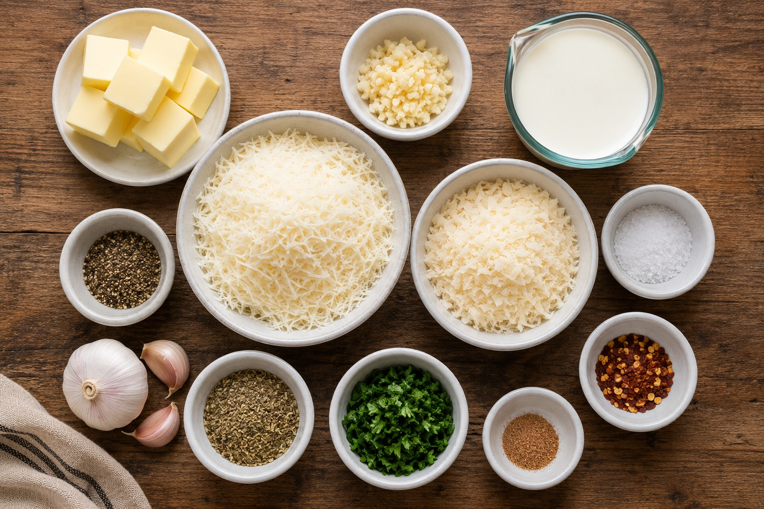Rustic kitchen prep ingredients flat-lay