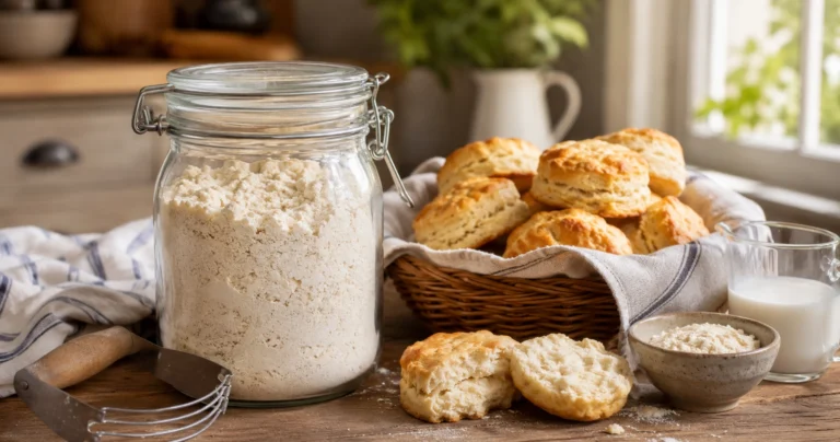 Rustic kitchen with fresh-baked biscuits