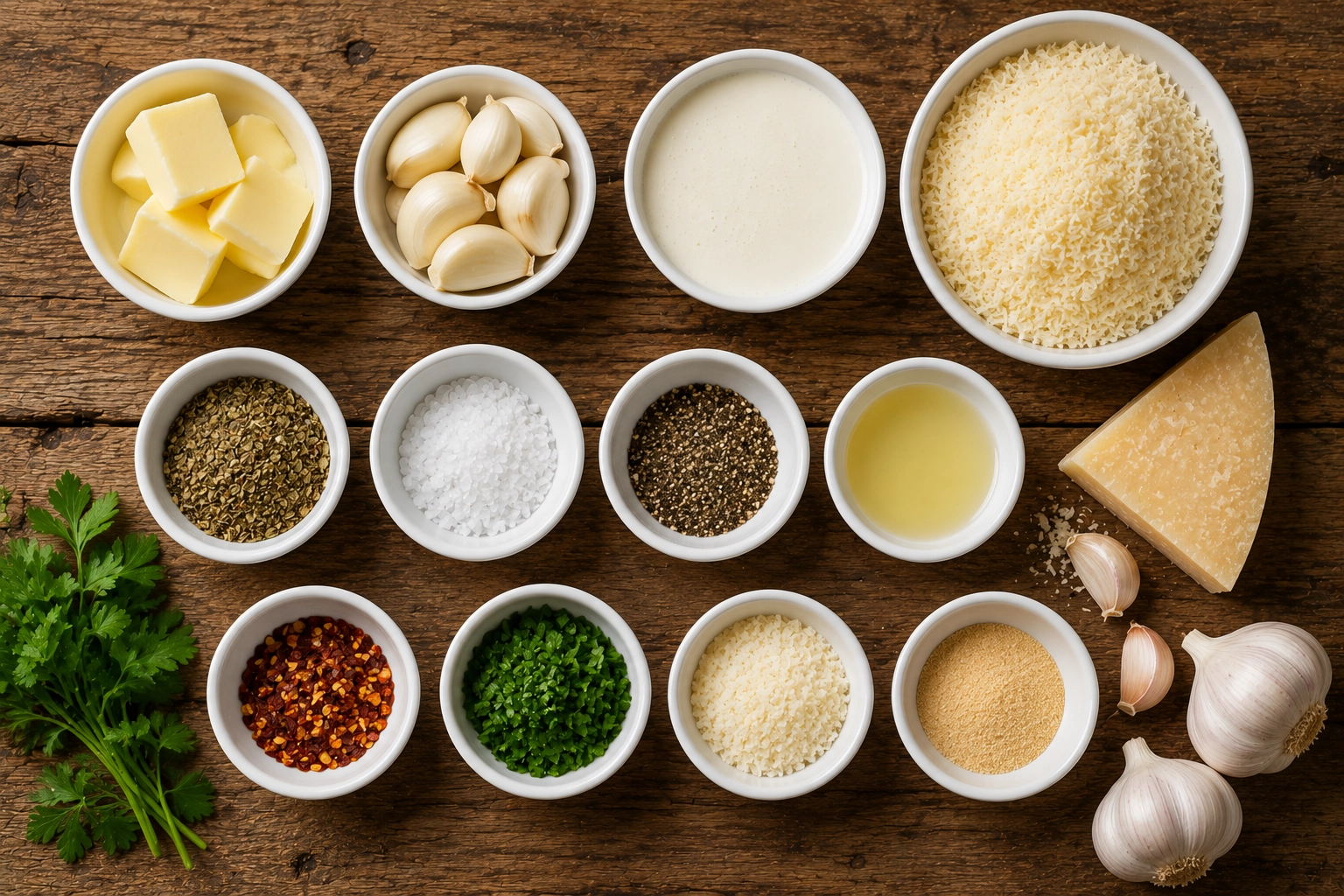 Rustic recipe prep on wooden table
