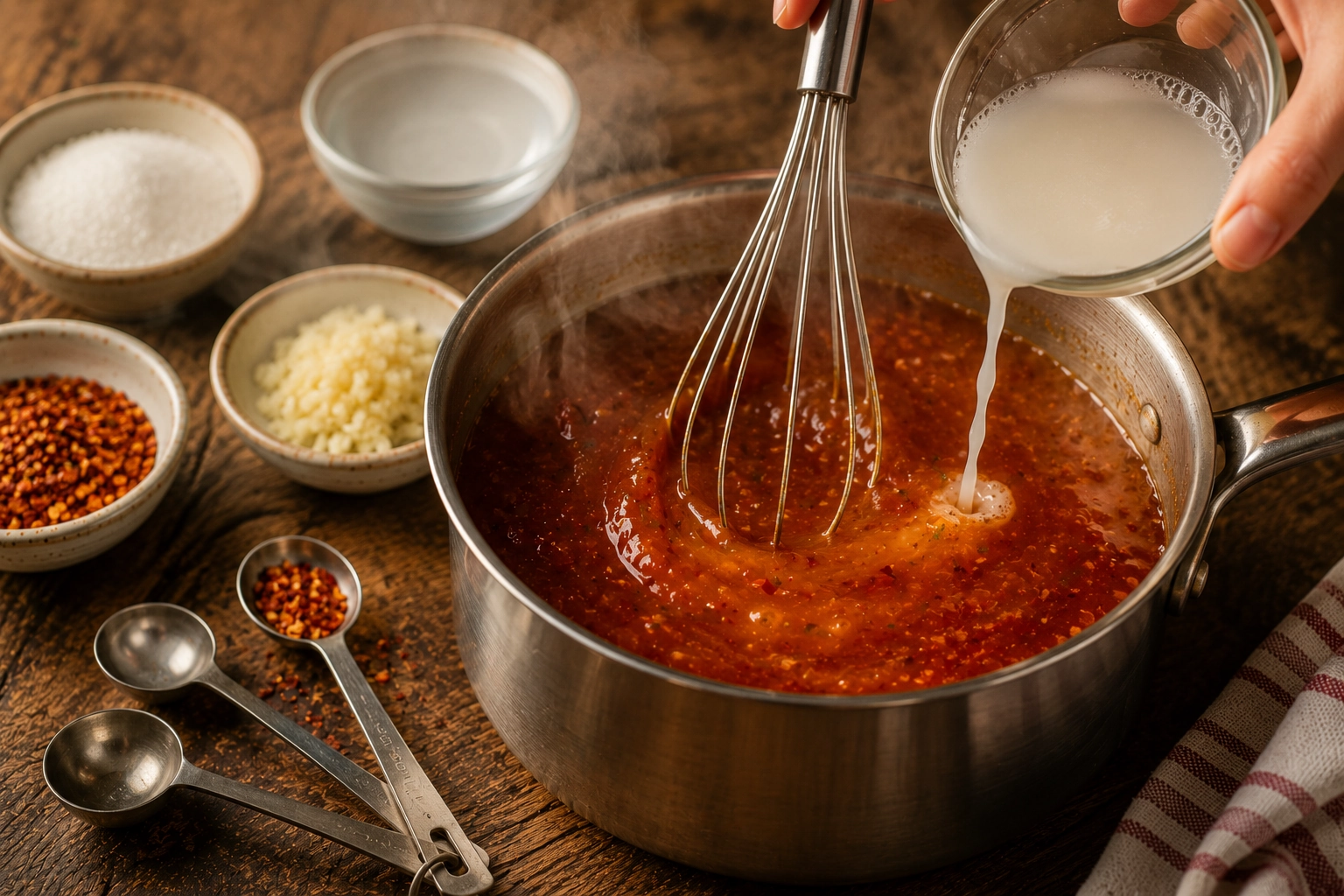 Rustic sauce making in progress