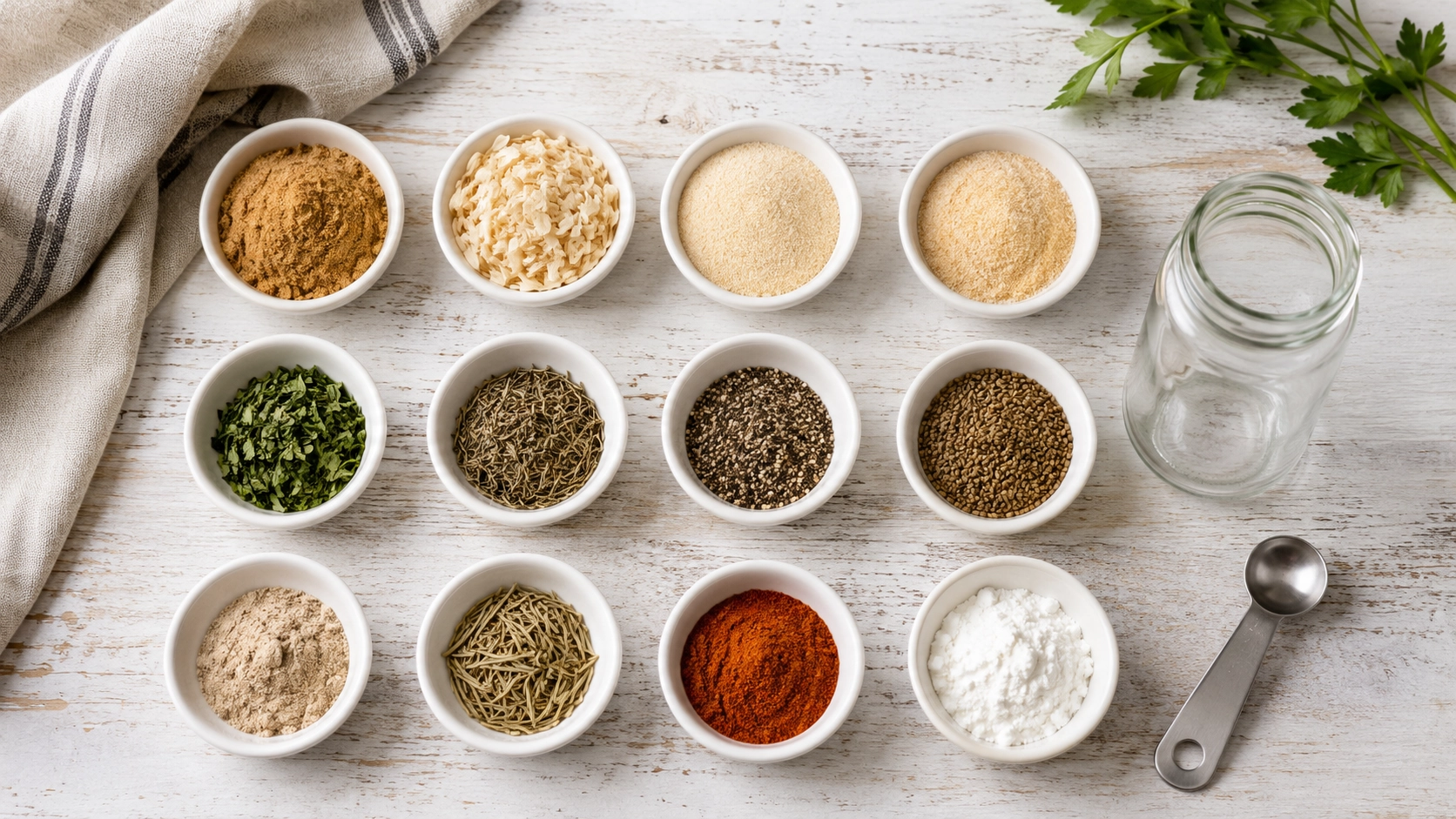 Rustic spice arrangement on wooden table2