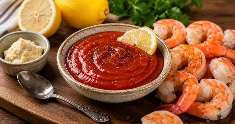 Shrimp cocktail with lemon and herbs