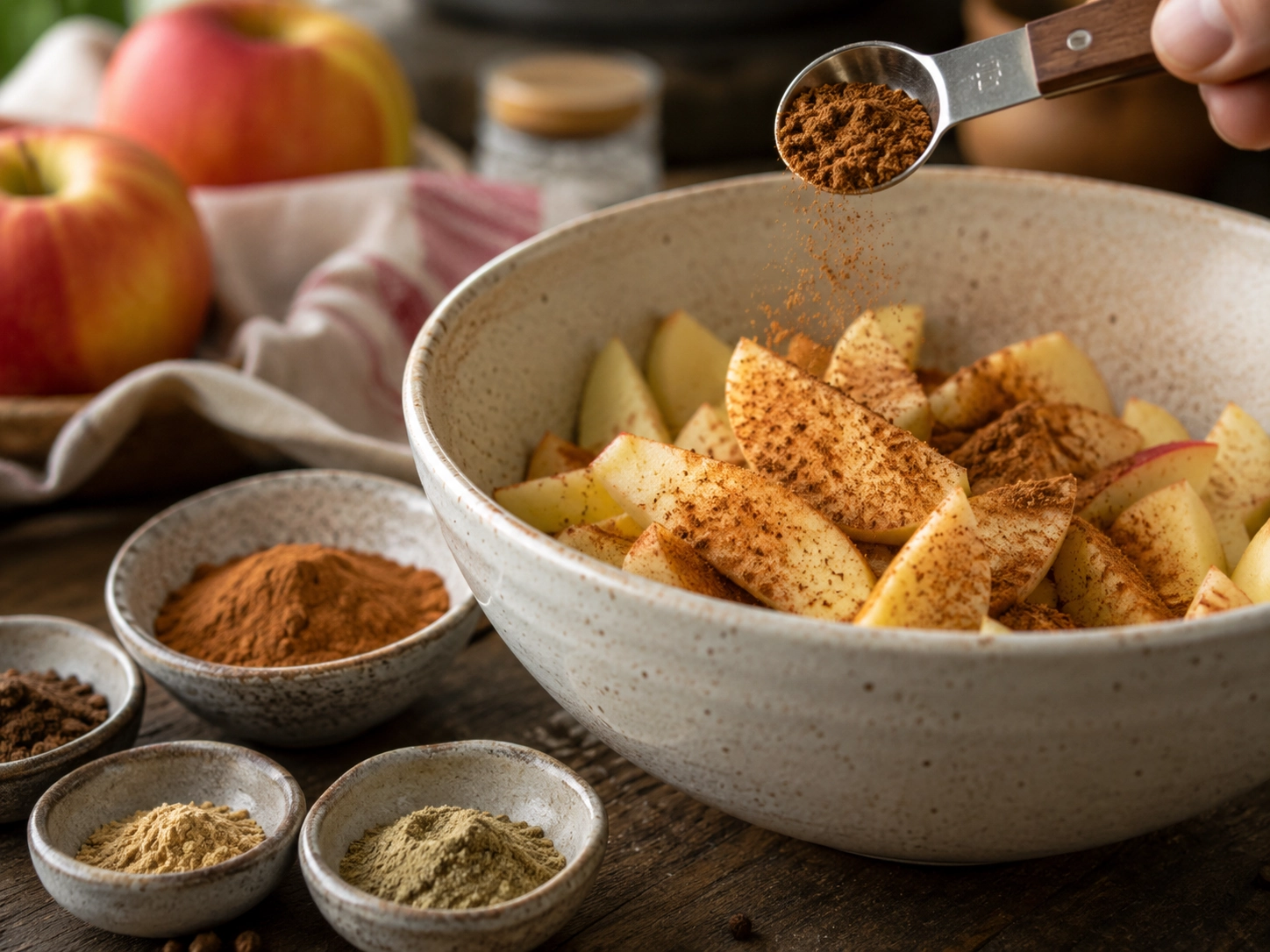 Spiced Apples in a Rustic Kitchen