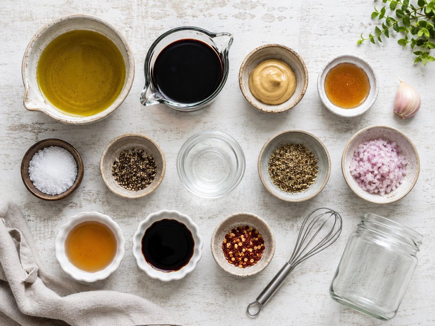 Vinaigrette prep with fresh ingredients