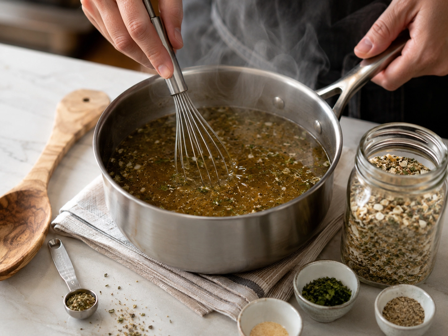 Whisking aroma in a cozy kitchen