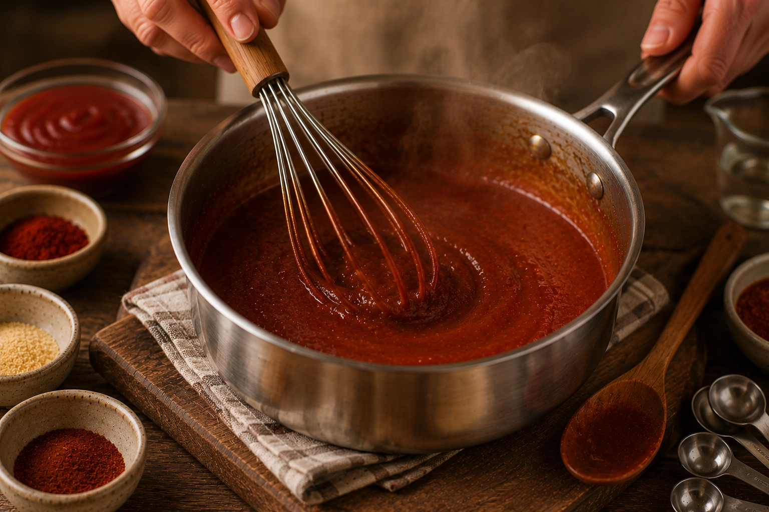 Whisking sauce in a cozy kitchen2