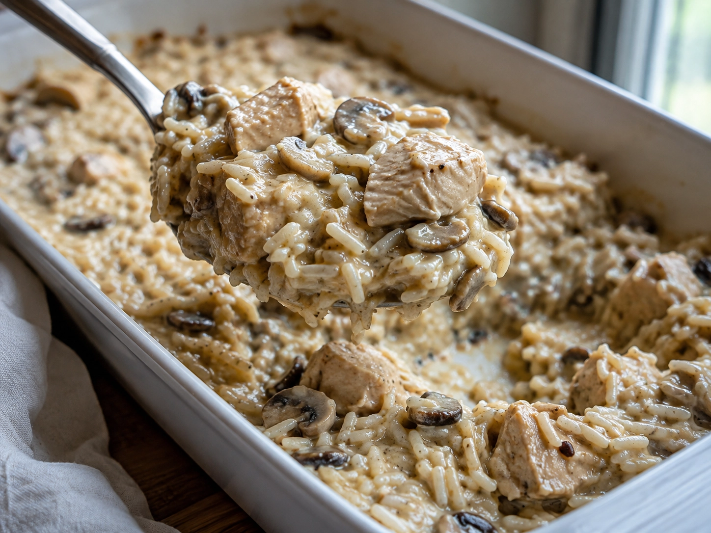 Creamy Chicken Mushroom Rice Casserole