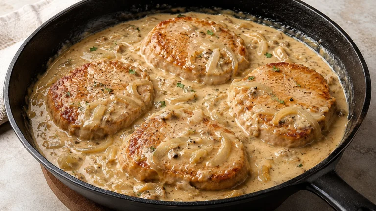 Creamy French Onion Pork Chops Featured