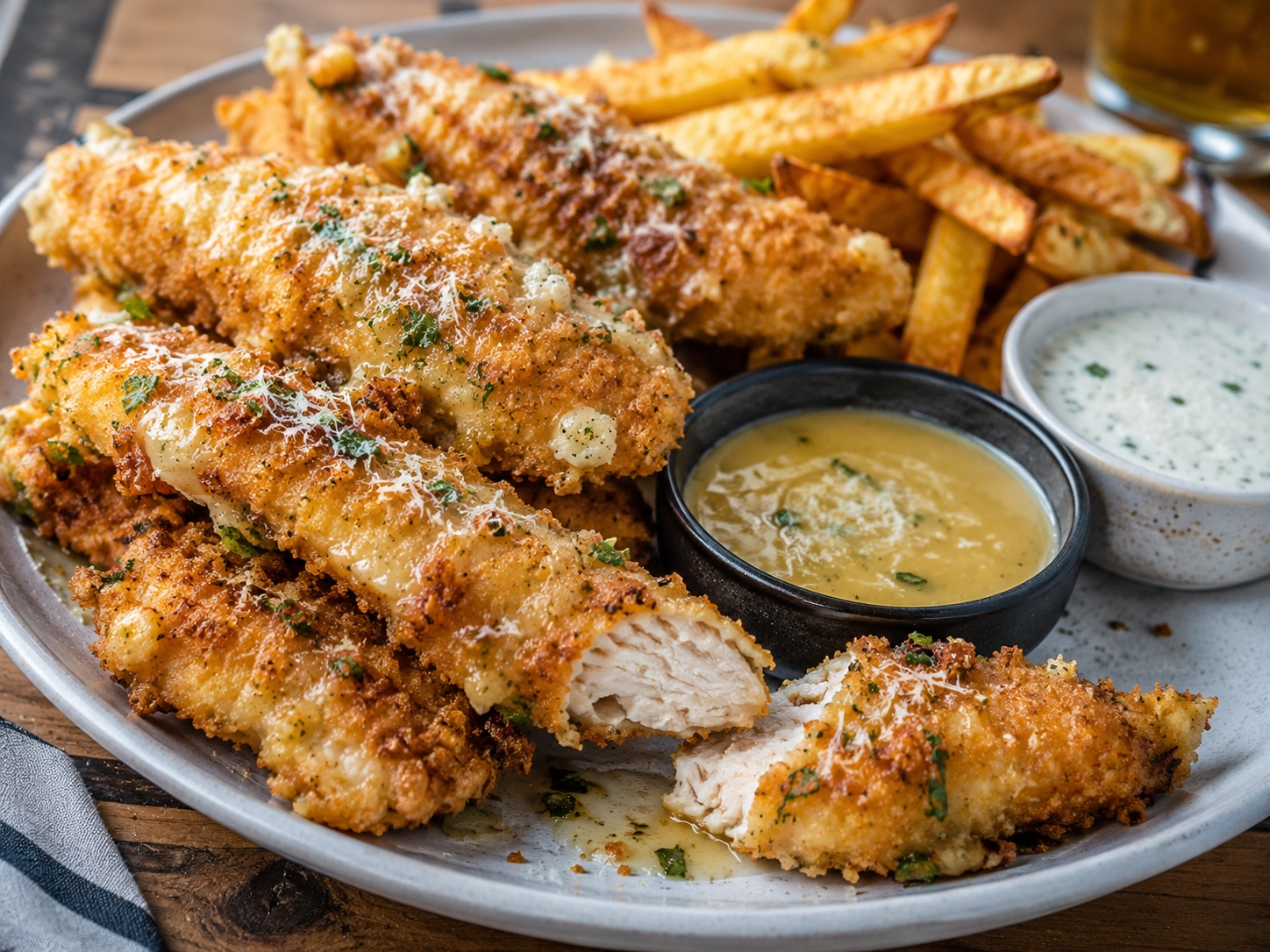 Crispy Chicken Tenders with Dipping Sauces