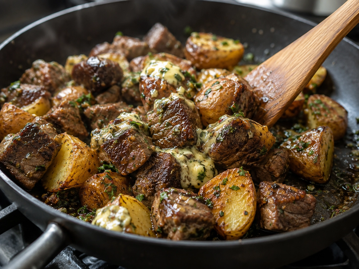 Garlic Herb Steak and Potatoes Skillet