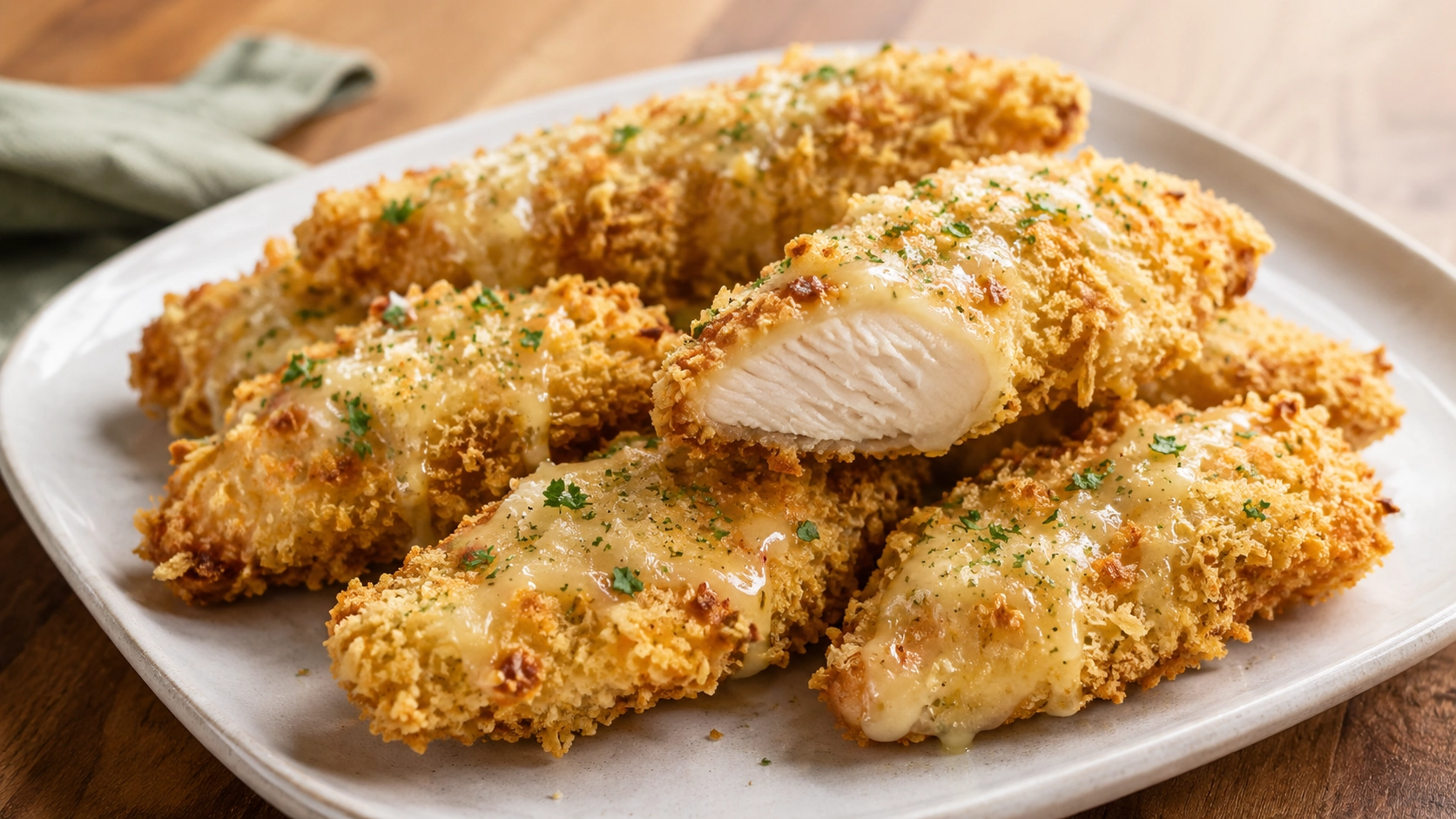 Garlic Parmesan Chicken Tenders Close up