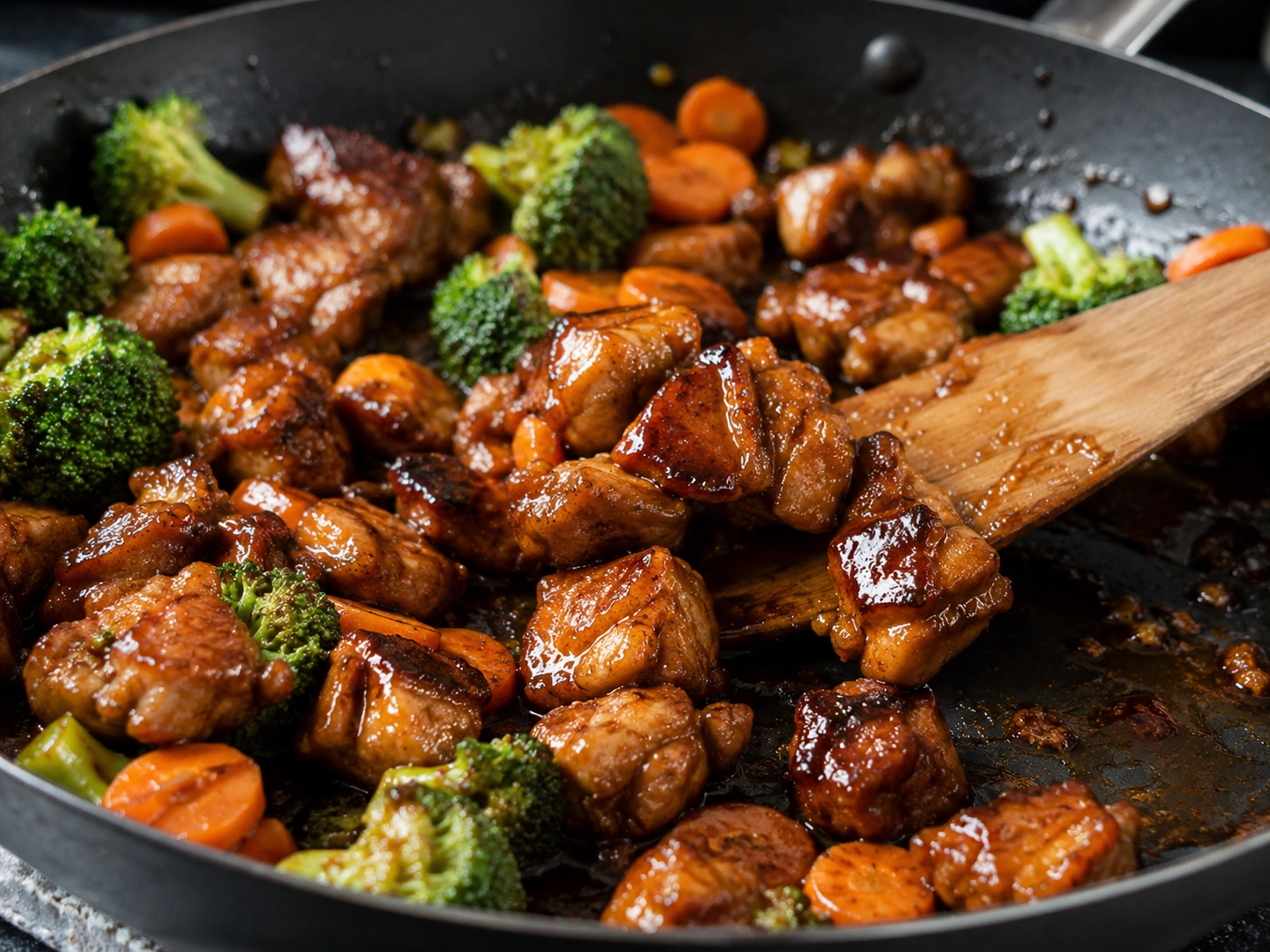 Glazed Chicken Skillet with Broccoli and Carrots