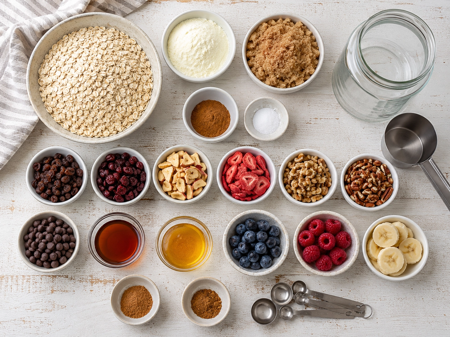 Overhead Oatmeal Ingredients Flat Lay