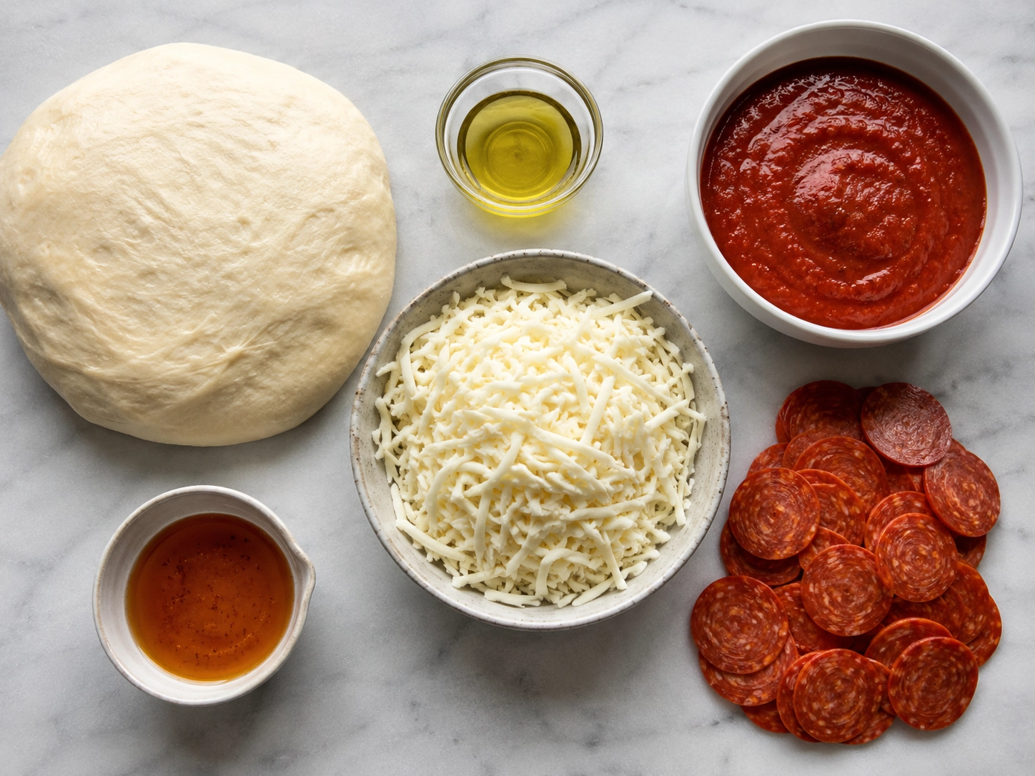 Pizza Ingredients Over Marble