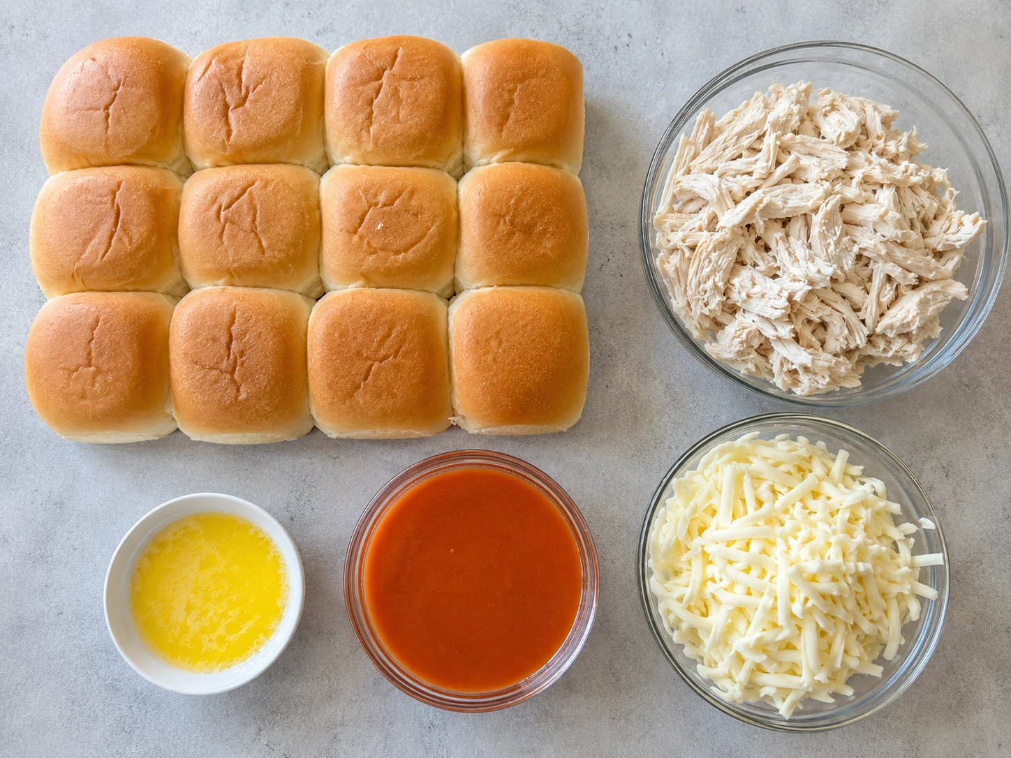 Pull-Apart Rolls and Buffalo Chicken Ingredients