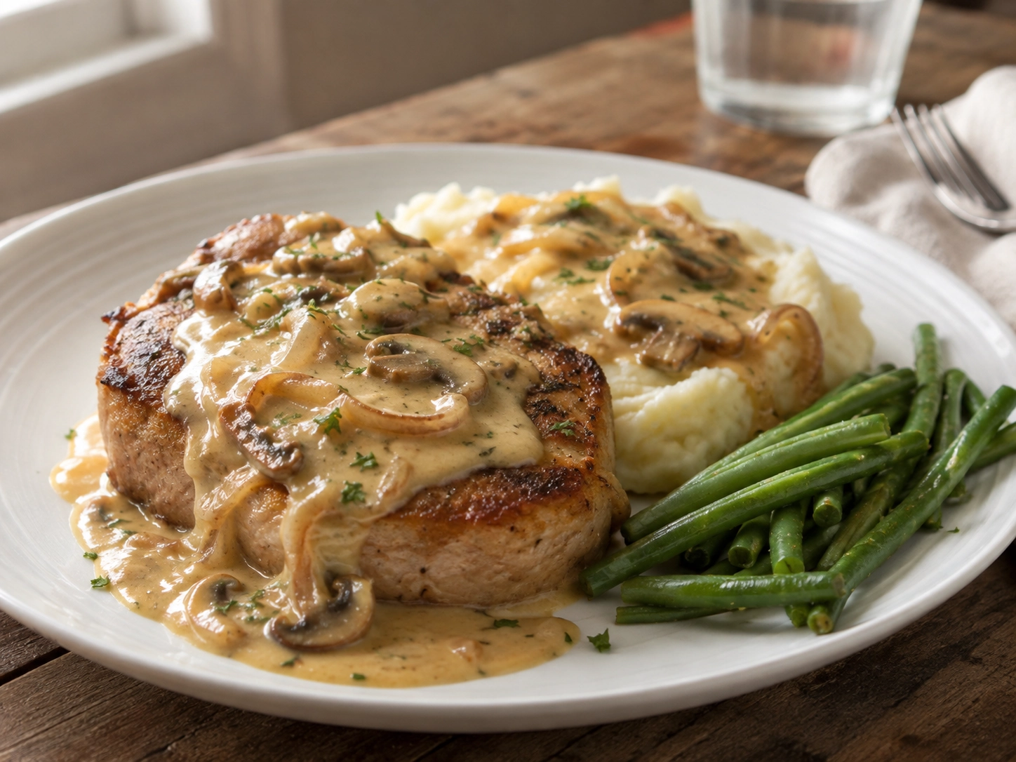 Rustic Pork Chop with Mushroom Gravy