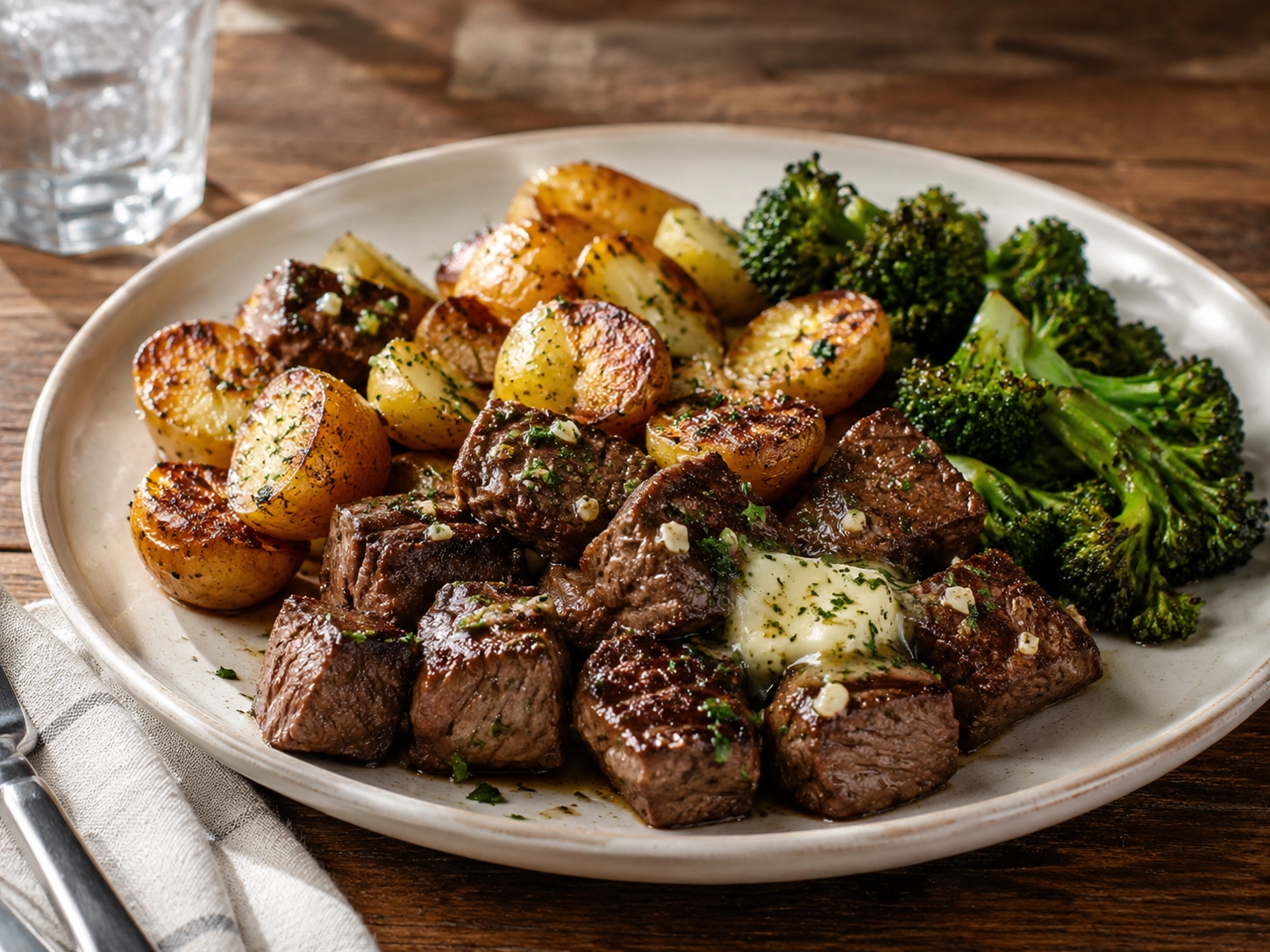 Rustic Steak Bites Dinner Plate