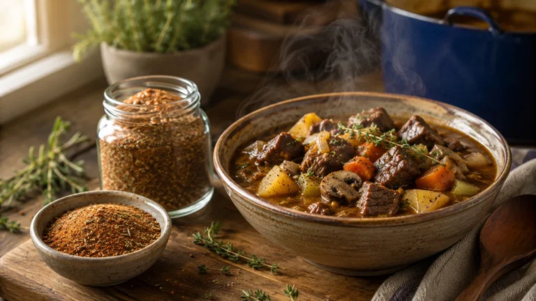 Rustic Steaming Beef Stew Still Life