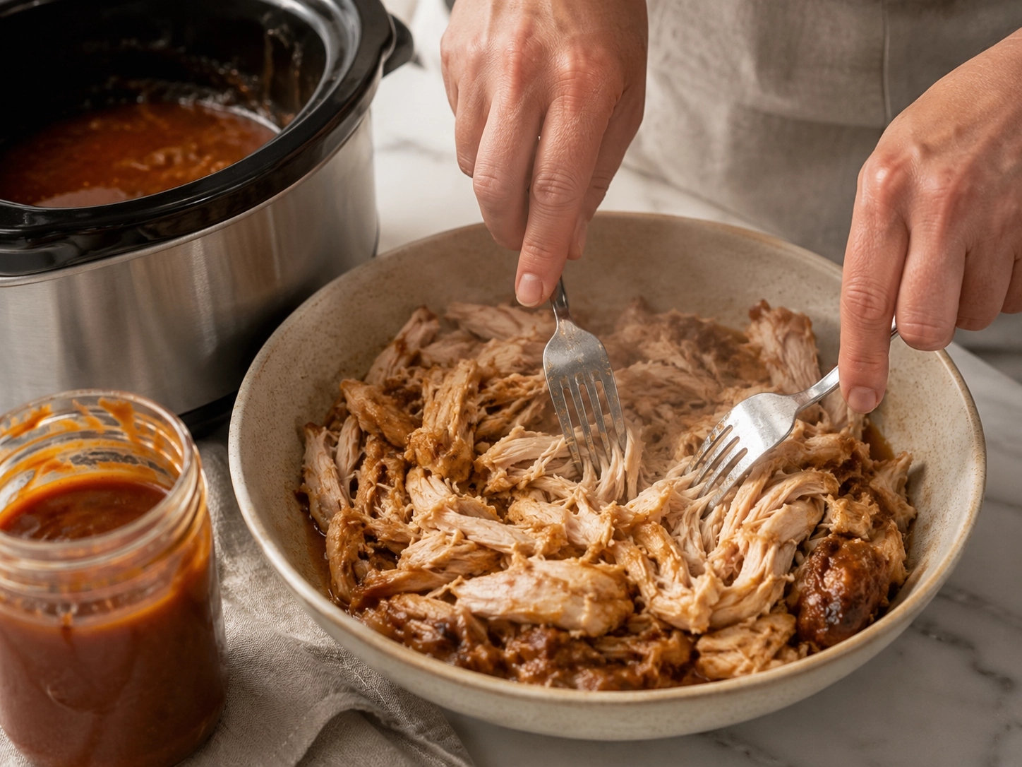 Shredding Steaming Pulled Chicken