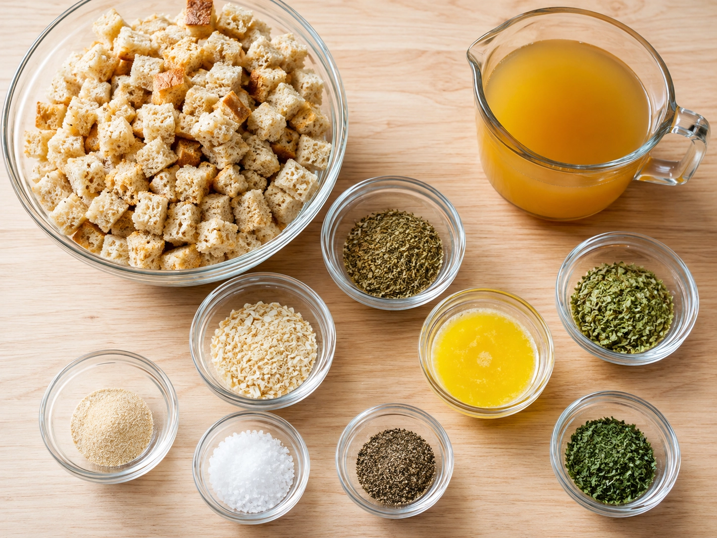Stuffing seasonings layed out flat